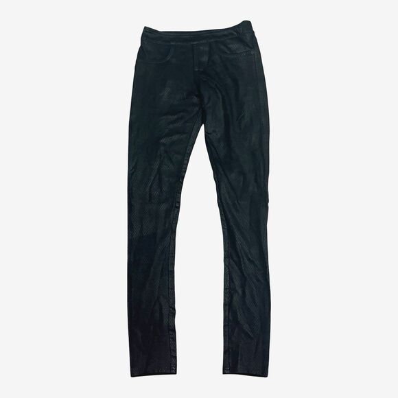 Blanc Noir Black Faux Snakeskin Leather Jegging Small Designer Legging USA Made - Picture 2 of 6